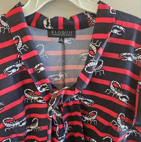 Eloquii Tie Front Scorpion Blouse - Picture 5 of 8